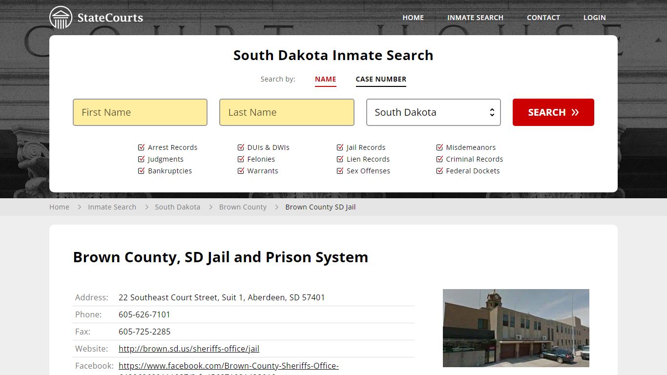 Brown County SD Jail Inmate Records Search, South Dakota - State Courts